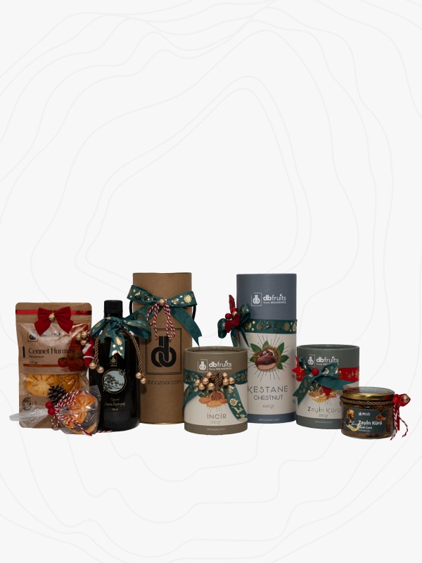 Yılbaşı Paketi - Kestane, Kuru İncir, Zeytinyağı, Zeyin Kürü ve Cennet Hurması Kurusu