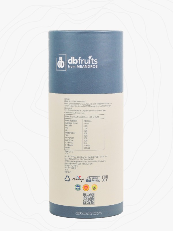 Organik Aydın Kestanesi – 1000 Gr Silindir Kutu, XXL Jumbo Boy Kestane